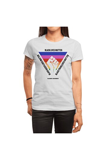 Fizello Чоловічий та жіночий футболка Rainbow Black Lives Matter Triangle Light - унісекс біла футболка
