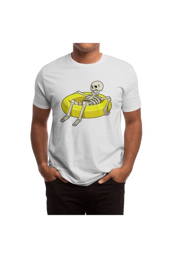 Fizello Unisex White Skeleton Patterned Swim Ring T-Shirt for Men and Women