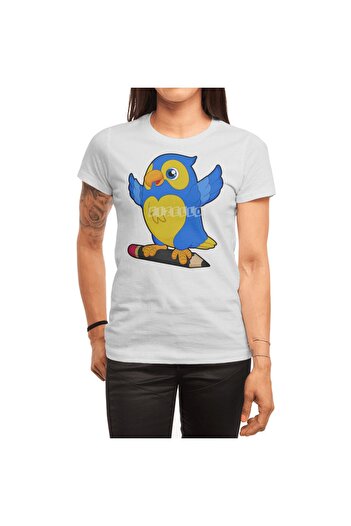 Fizello Чоловічий та жіночий білий футболка Parrot Pencel - Unisex