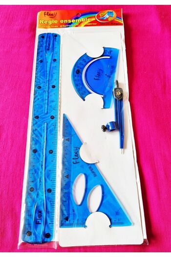 Modellino Set riglă flexibilă, flexibilă, rezistentă la spargere, 4 bucăți, 30 cm, riglă cu perge - albastru