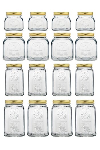 Paşabahçe Homemade Giant Jar Set -16 Pieces (4x300cc-4x500cc-4x1000cc-4x1500cc)
