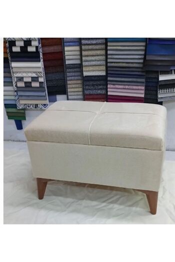Lütfiye Gündoğan Sandıklı puf yükseklik 45cm boy 60 cm en 40cm kumaş keten