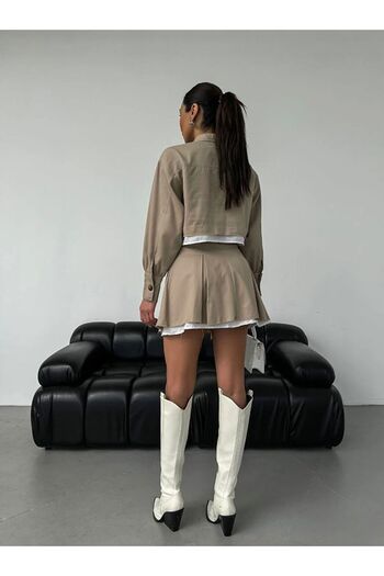 Borceelle Mini Skirt and Jacket Set - Pleated