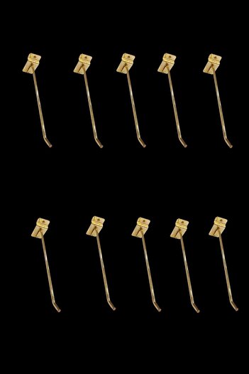 Manken İstanbul Yüksek Kalite Gold Kaplama 10 Adet 20 Cm Kanallı Pano Kancası Raf Askısı
