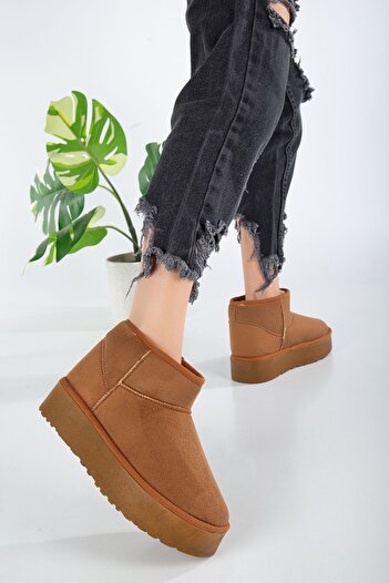 Reyonda ayakkabı Νέα σεζόν Tan Suede Mini Boots Γυναικεία παπούτσια με γούνινη επένδυση