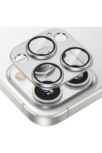 Fibaks Full Protection Titanium Camera Lens Protector with Frame Compatible with Apple iPhone 15 Pro & iPhone 15 Pro Max