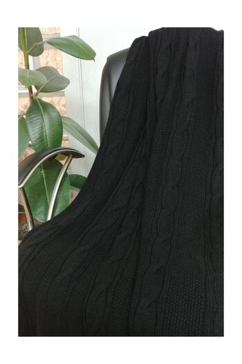 Ocean Black Hair Knitted Knitwear Sofa Blanket