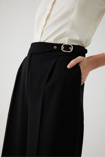 Exquise Black Regular Belted and Pocket Trousers
