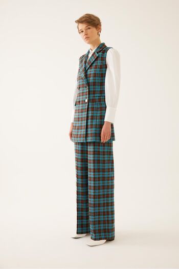 Exquise Plaid Patterned Collared Vest