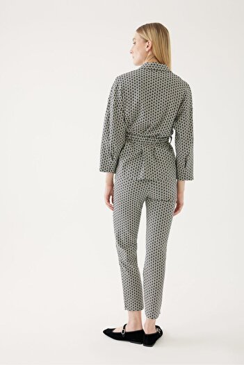 Exquise Patterned Men's Collar Jacket