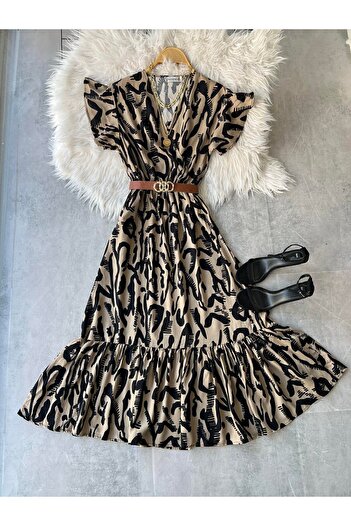 modabetce Double Breasted Collar Detailed Women's Dress