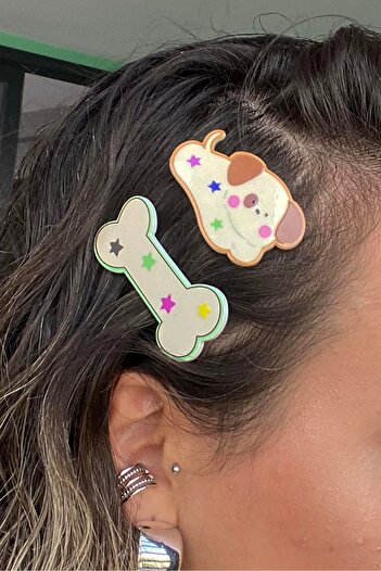 TAKIŞTIR Mixed Color Dog and Bone Figured Side Buckle Set