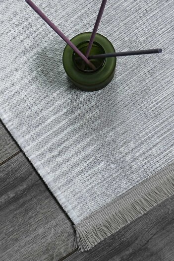 Oriente Home Düz Soft Desenli Gri Şönil Makina Halısı Yolluk Yıkanabilir Koridor Halısı 8105