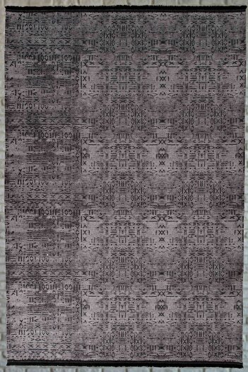 Oriente Home Nordic Patterned Anthracite Washable Non-Slip Base Chenille Living Room Carpet 1807