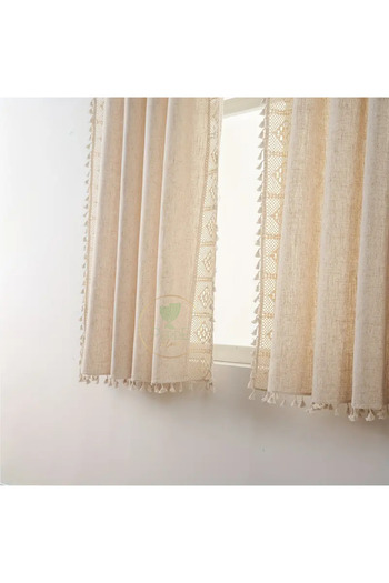 Perdeplus Short Size Background with Honeycomb Top Lace and Tassel Detail