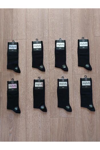 Aytuğ Summer Season 8 Pairs Modal Men's Black Socks - 13001