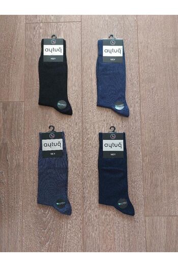 Aytuğ Summer Season 4 Pairs Bamboo Men's ( Black-navy-grey-blue ) Socks - 14000