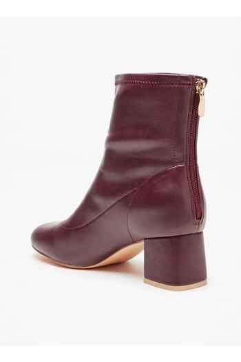 Celeste Women's Solid Ankle Boots with Zip Closure and Block Heels