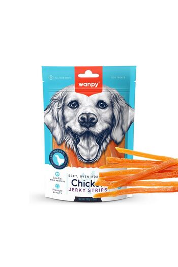 Wanpy Soft Chicken Jerky Strips Dog Treats, 100g