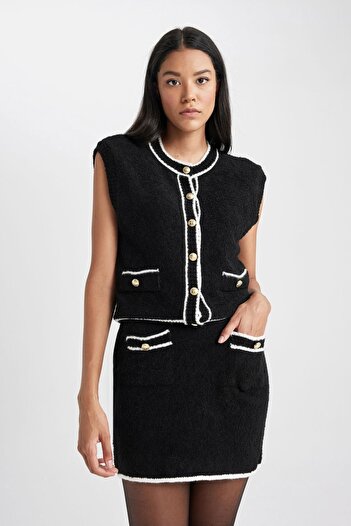 DeFacto Relaxed Cut Crew Neck Vest - Buttoned, A7859Ax23Wn