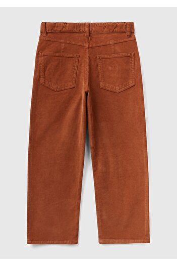 United Colors of Benetton Boy's Thin Corduroy Dark Beige Velvet Pants