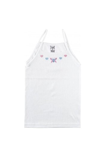 Tutku Children's Rope Strap Embroidered Ribbed Undershirt 6 Pack