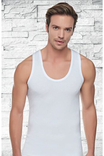 Tutku Men's White Combed Cotton Undershirt, Pack of 2