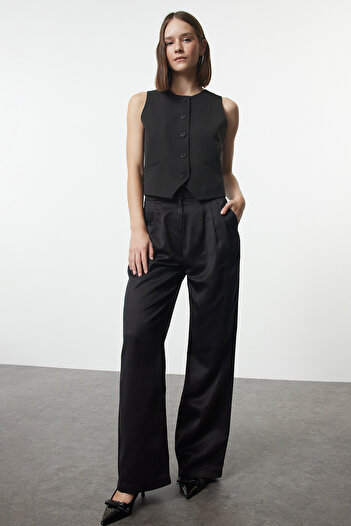 Trendyol Collection Široké černé tkané kalhoty - Twoaw25Pl00039