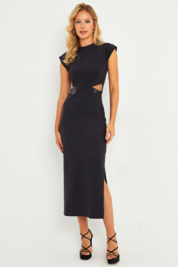Cool & Sexy Rochie midi gri - cu fereastră și accesorii, YLE22