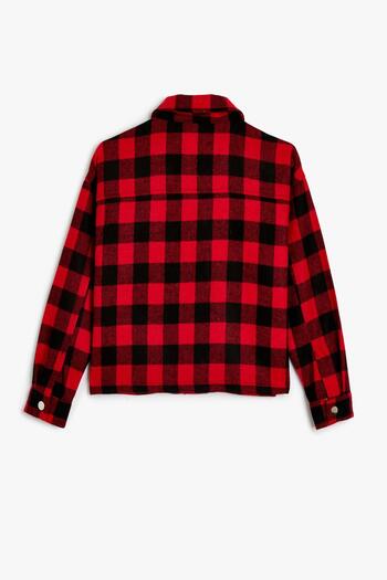 Koton Long Sleeve Crop Shirt Jacket - Pocket Detailed