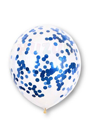 Huzur Party Store Mavi Konfetili Şeffaf Balon 10 Adet 30 Cm Içi Gözüken Pullu Balon Balon Pulu Renksiz Balon Parti