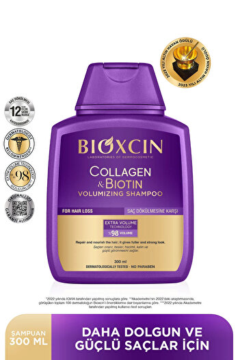 Bioxcin 300 Ml Extra Volume - Collagen and Biotin Shampoo, 5 Pack Fine Sparse Hair