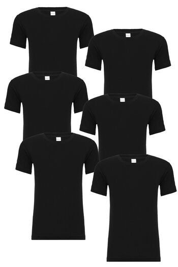 FSM1453 Boy's Cotton Ribbed Crew Neck Sleeve Colored Undershirt 6 Pcs -211