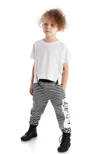 Colorinas Skull Patcli Children's Sweatpants Striped