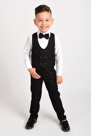 Delfini kids Boy's Tuxedo Suit with Vest and Bow Tie