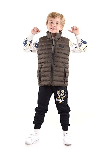 AHENGİM Kids Erkek Çocuk Kapüşonsuz Moda Trendi Şişme Yelek Ak215354