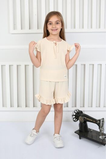 tunays shopping Frill Detailed Summer Girl's Suit with Shorts