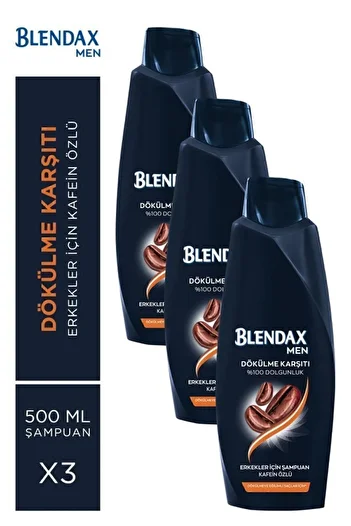 Blendax 3X500 ml Strengthening and Volumizing Shampoo Set with Caffeine Extract Against Hair Loss