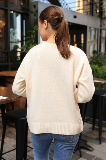 ALCHON Bicycle Round Neck Long Sleeve Basic Knitwear Sweater