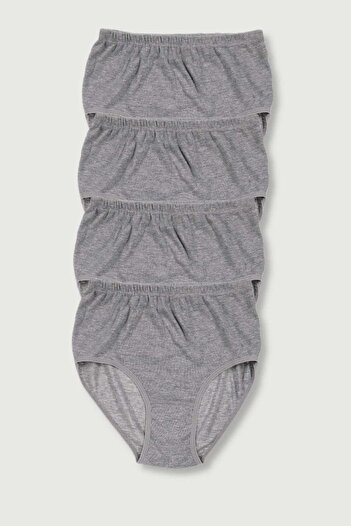 Tutku Women's Gray 4 Pack Ribana Bato Panties Elf568tccm4 New Season
