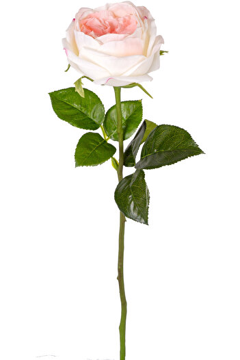 Herdekora Floare Artificială Trandafir Texturat Umed Alb-Roz 48 Cm.