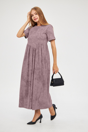 ESPİNA Cupra Short Sleeve Maxi Dress - Acid Washing Effect and Drawstring