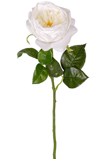 Herdekora Floare Artificială Texturată Umedă Trandafir Alb 48 Cm.