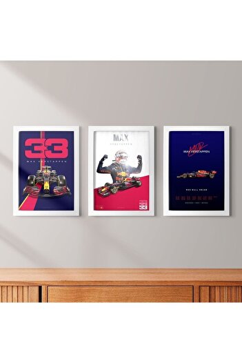 KAYNOCK Max Verstappen 3'lü Set, Formula 1, F1, Red Bull, Tablo Set Poster Tablo Dijital Tasarım