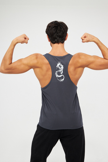 YÜKSEL IŞIK Men's Athlete Tank - Anthracite Printed Color