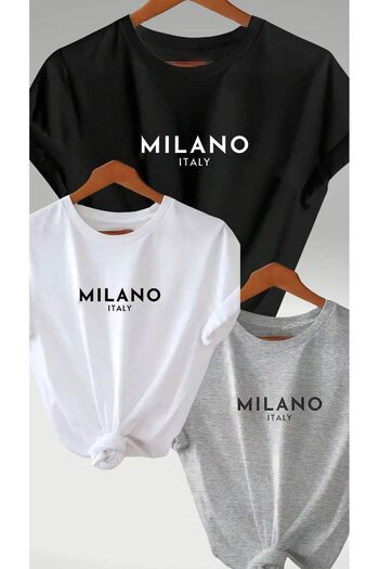 Know Unisex 3 Pack Milano Print Oversize T-Shirt Set Black Gray White
