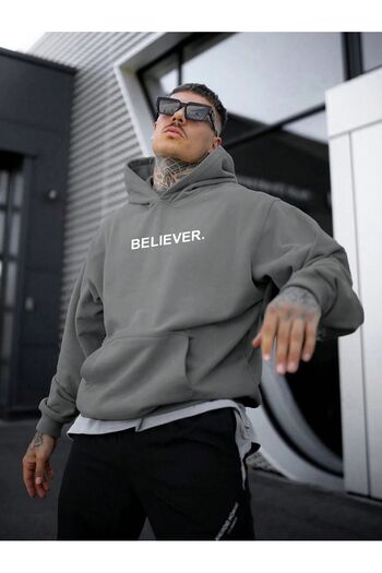 Know ανδρικό Oversize Smoked Believer - Φούτερ με στάμπα με κουκούλα