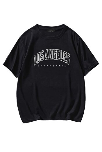 Know Unisex Μαύρο μπλουζάκι Los Angeles με στάμπα Oversize T-shirt