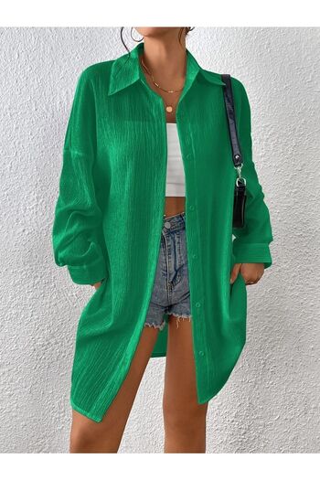 Know Γυναικείο πράσινο oversize μακρύ πουκάμισο