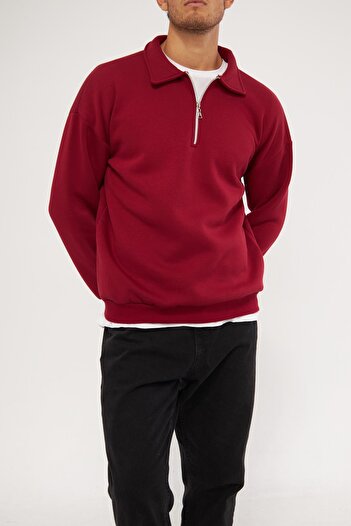 GHASSY CO. Ghassy Co. Men's Polo Collar Oversize Half Zipper Sweatshirt